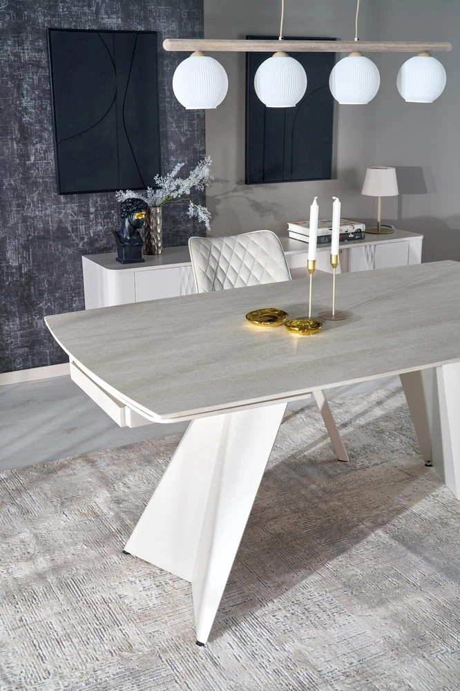 ARMANI extension table, trawertine / cashmere
