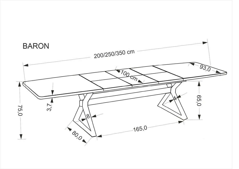 BARON extension table, walnut / juodas