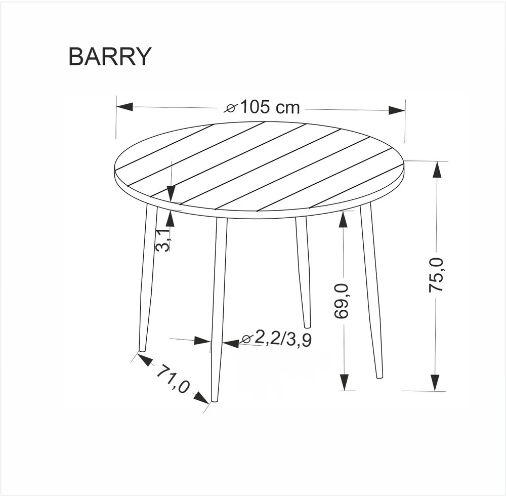 BARRY round table, walnut / juodas