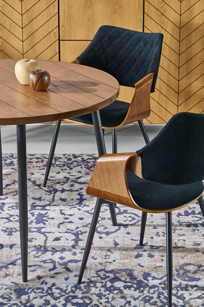 BARRY round table, walnut / juodas