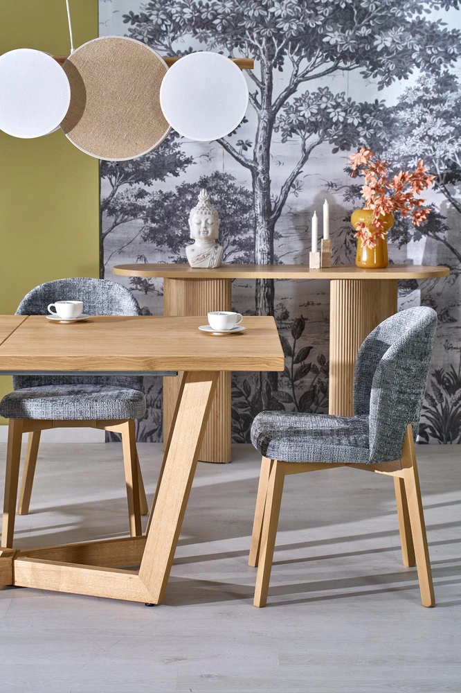 BASSO chair honey oak / CREMONA 96 (pilkas)