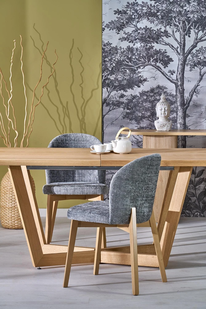 BASSO chair honey oak / CREMONA 96 (pilkas)