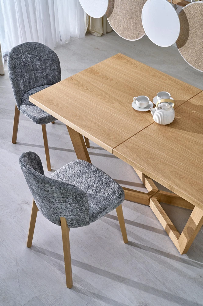 BASSO chair honey oak / CREMONA 96 (pilkas)