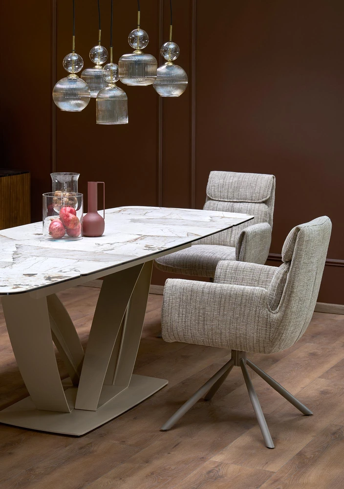 BENJAMIN extension table, beige / cashmere