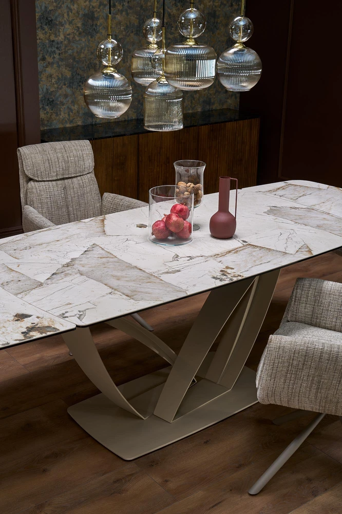 BENJAMIN extension table, beige / cashmere