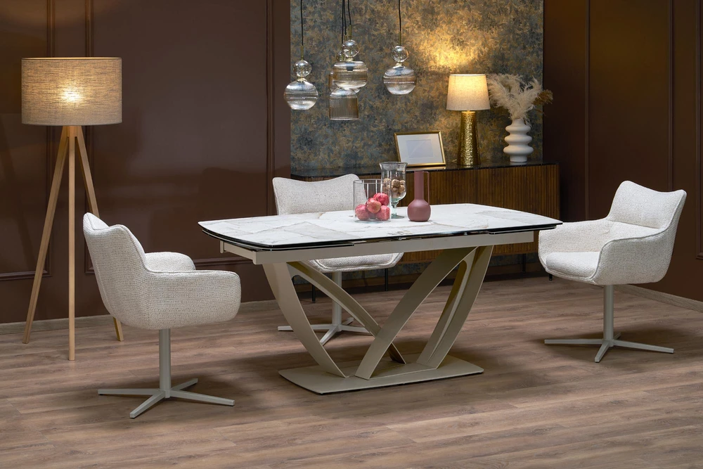 BENJAMIN extension table, beige / cashmere