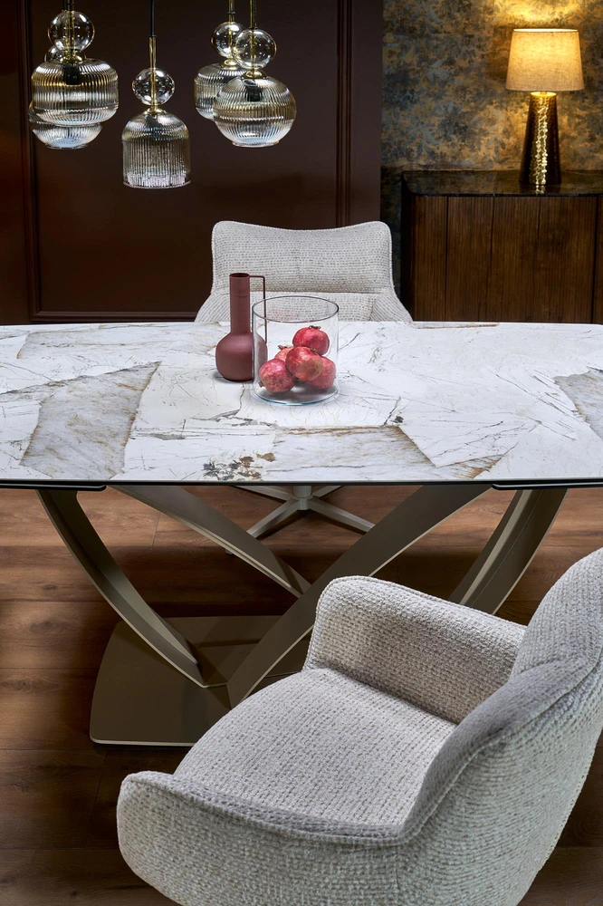 BENJAMIN extension table, beige / cashmere