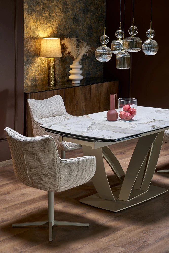 BENJAMIN extension table, beige / cashmere