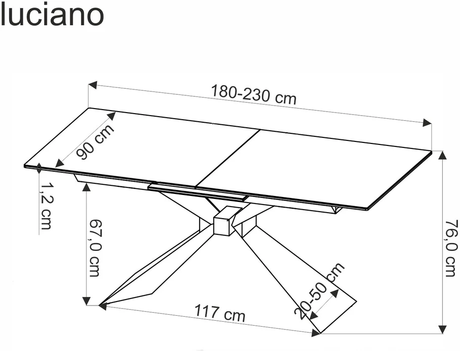Blue LUCIANO extension table, mėlynas marble / juodas