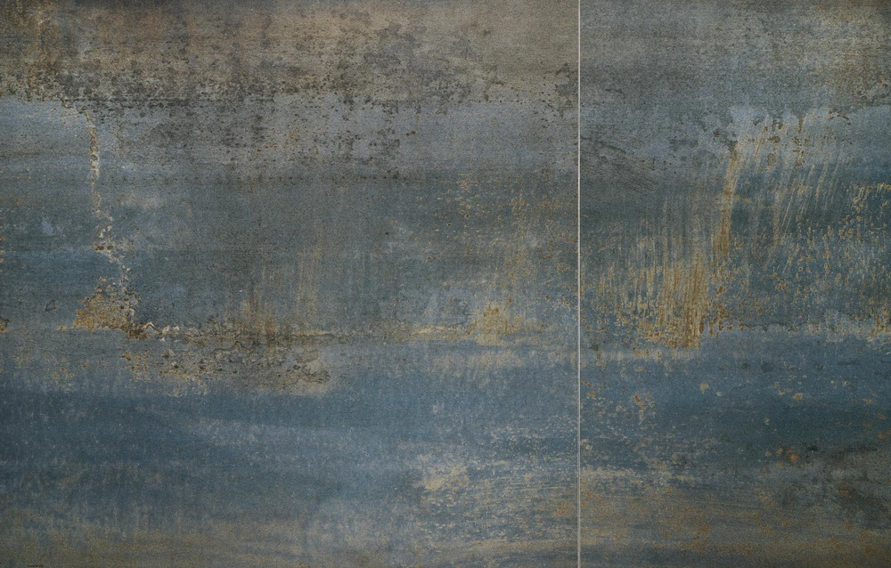 Blue LUCIANO extension table, mėlynas marble / juodas