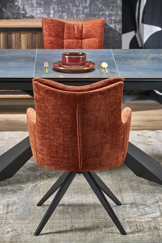 Blue LUCIANO extension table, mėlynas marble / juodas