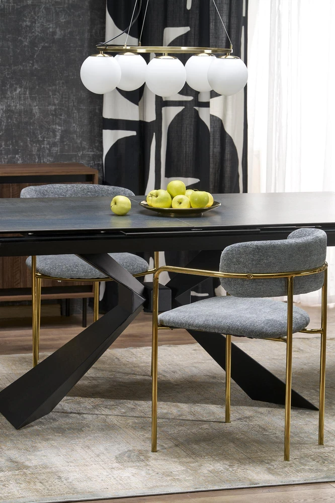 Blue LUCIANO extension table, mėlynas marble / juodas