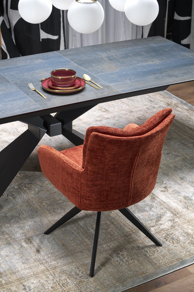 Blue LUCIANO extension table, mėlynas marble / juodas