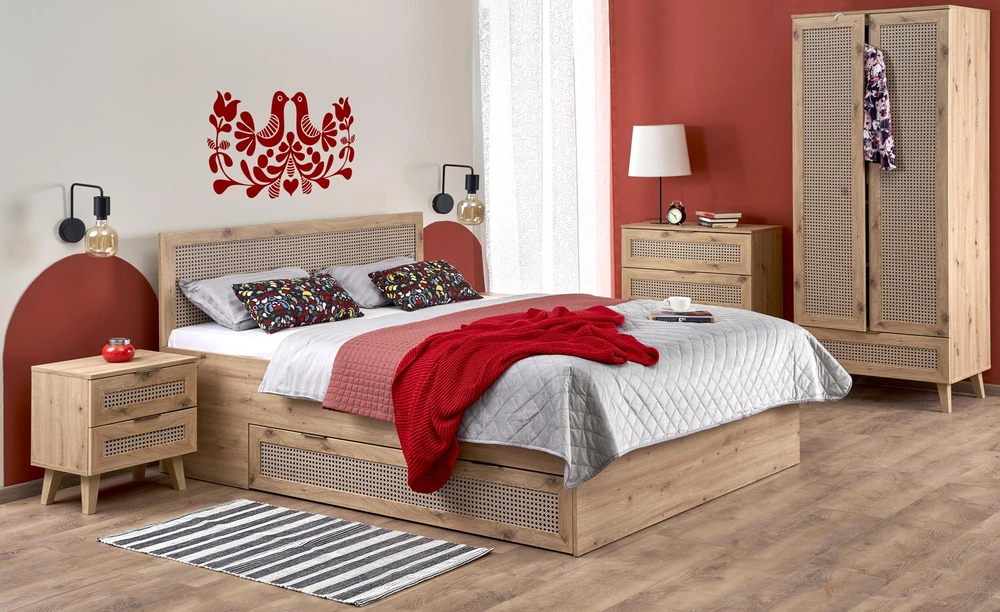 BORNEO LOZ-160 lova, ąžuolo artisan / juoda