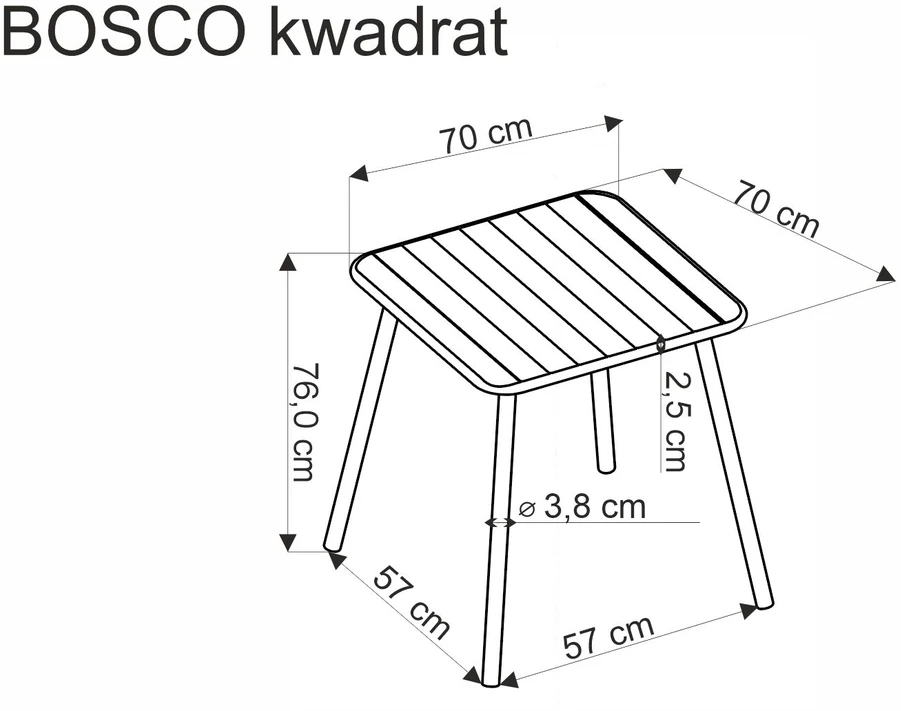 BOSCO kvadratinis stalas, juodas