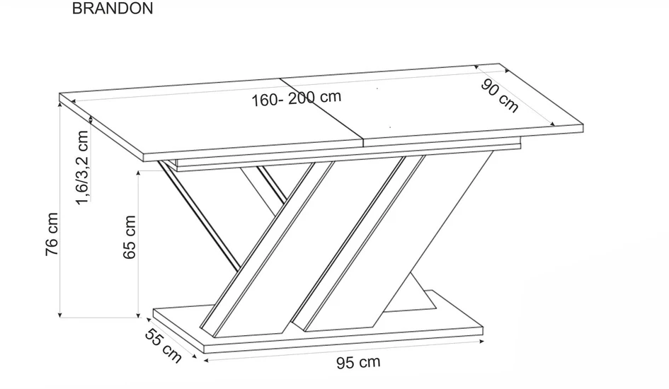 Halmar Dining table extendable Brandon. oak col. 160-200x90 cm