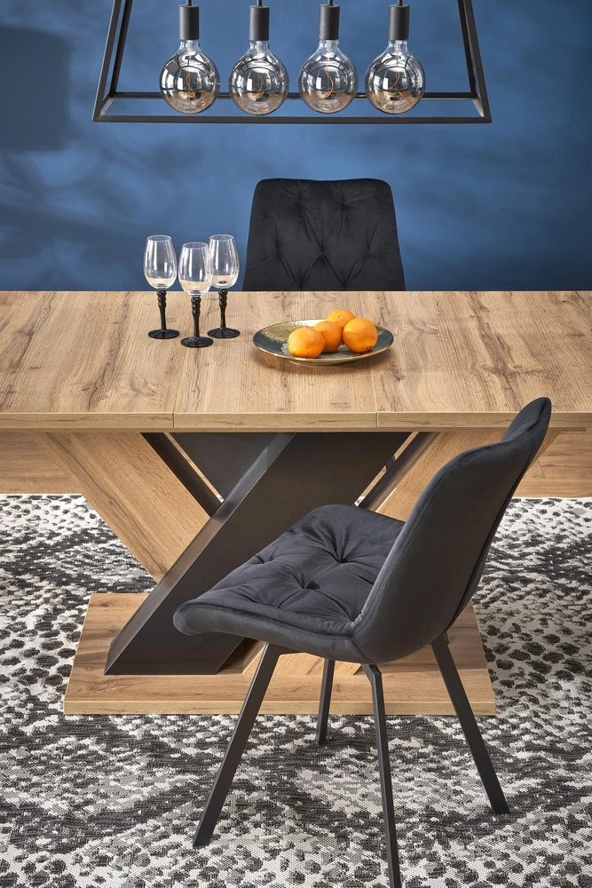 BRANDON extension table, wotan oak / juodas