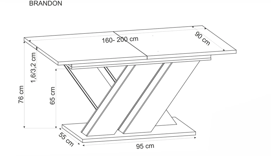 BRANDON extension table, wotan oak / juodas