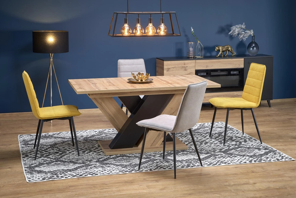 BRANDON extension table, wotan oak / juodas