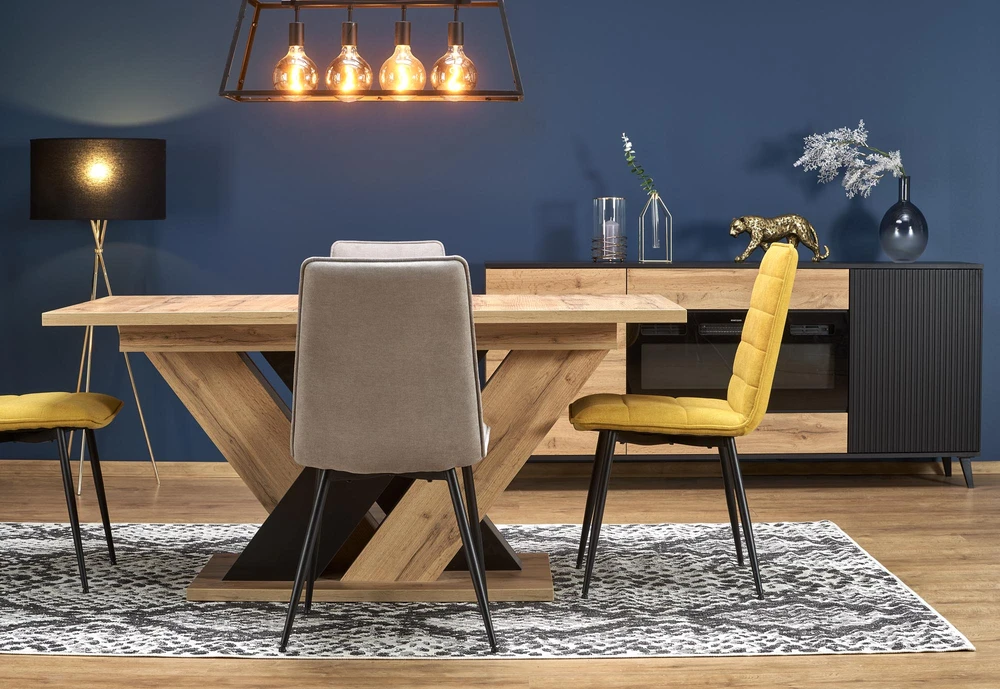 BRANDON extension table, wotan oak / juodas
