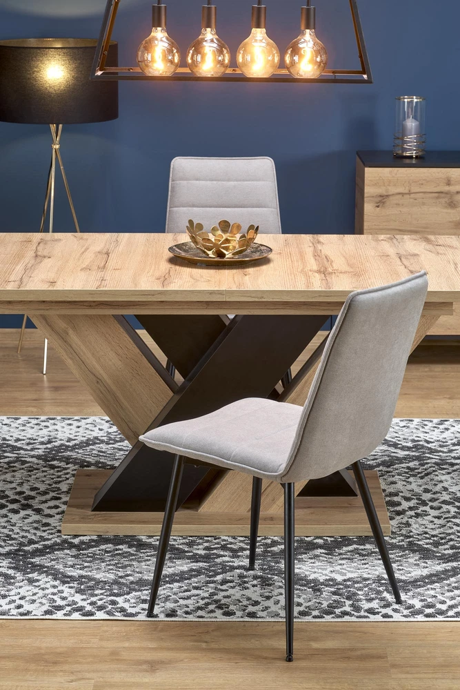 BRANDON extension table, wotan oak / juodas