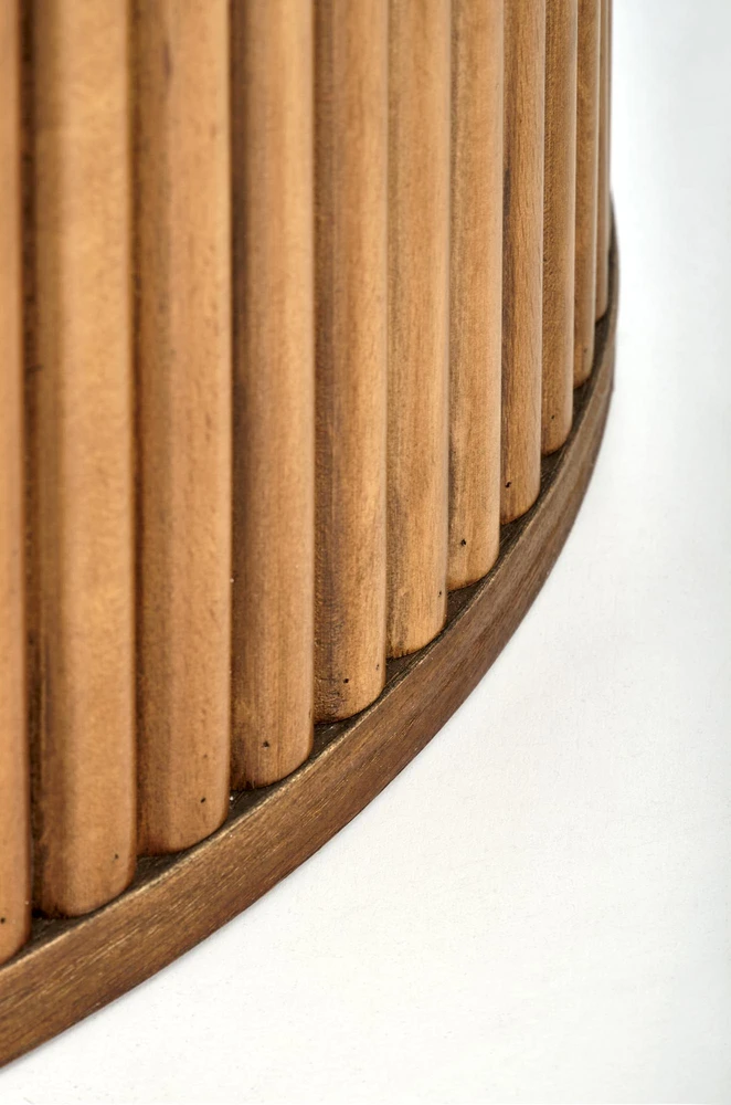 BRUNO round table, baltas marble / walnut
