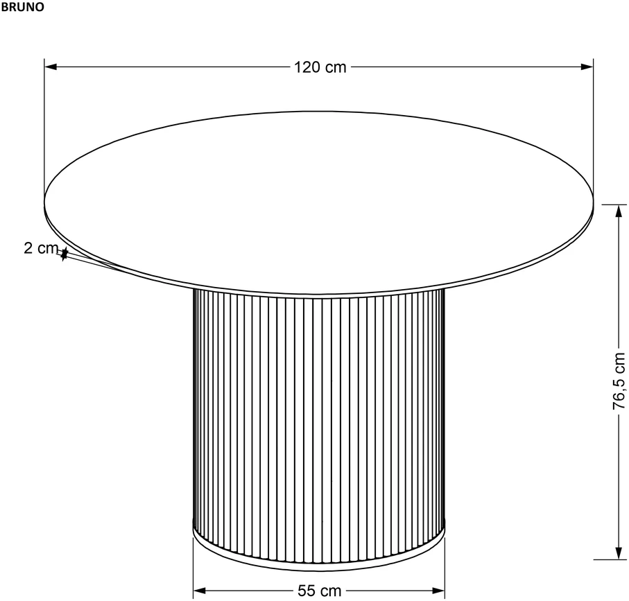 BRUNO round table, baltas marble / walnut