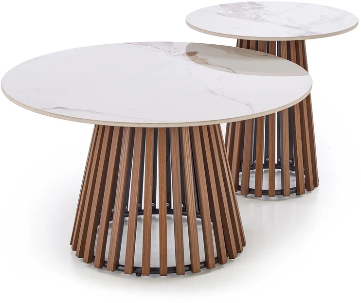 CARINA_S c.table beige marble / walnut