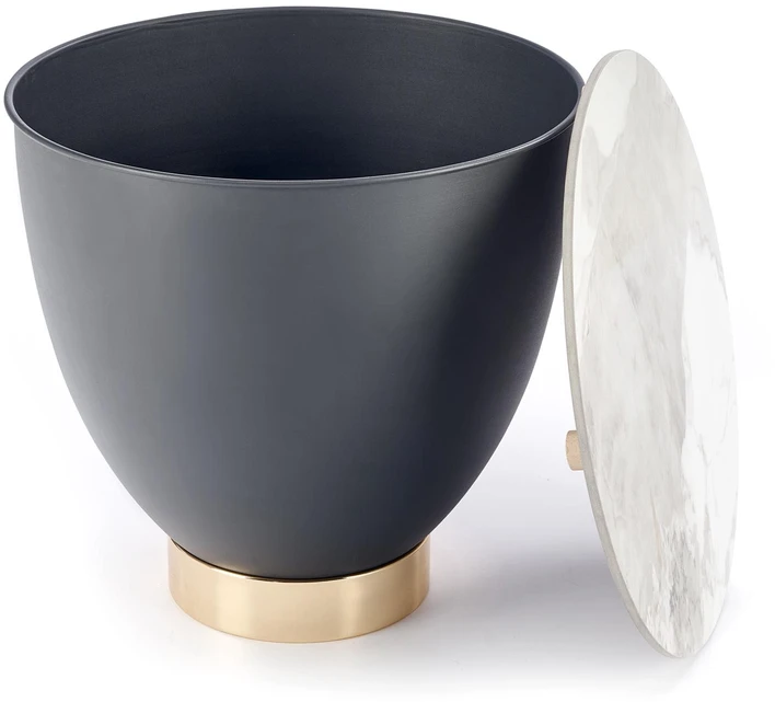 CECILIA_S coffee table, marble / pilkas / auksinis