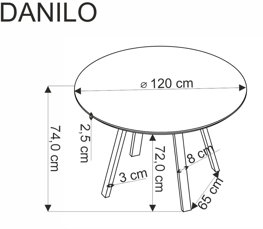 DANILO table walnut/juodas