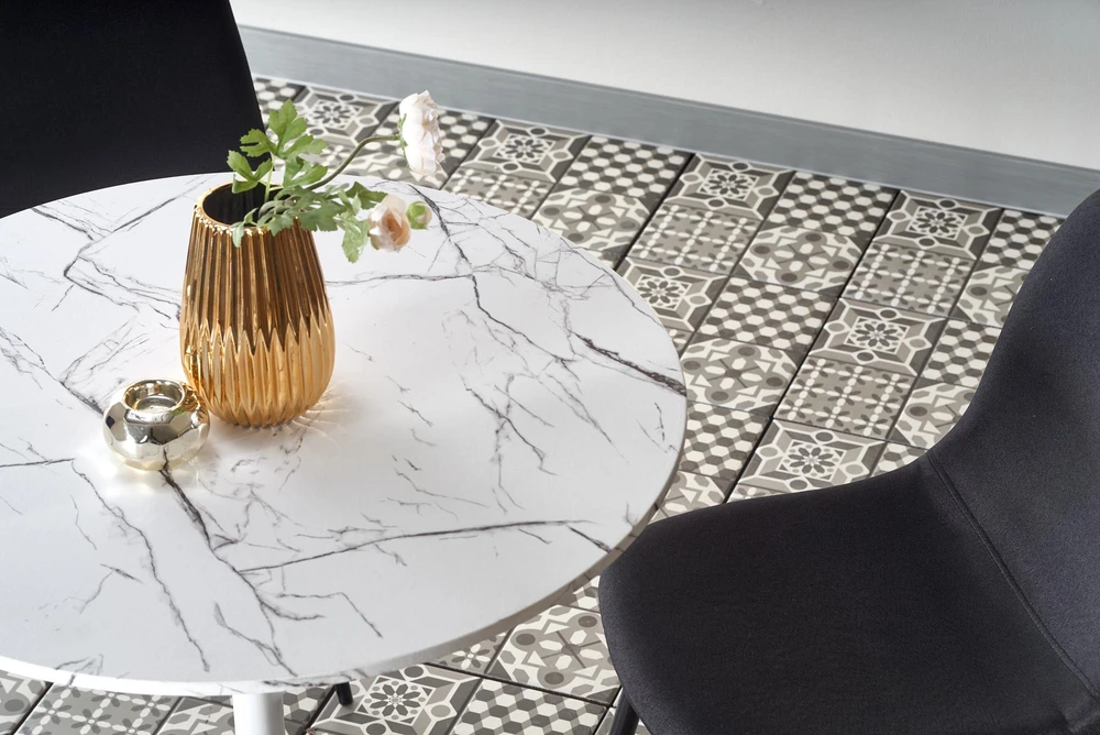DENVER table, color: top - baltas marble, legs - baltas