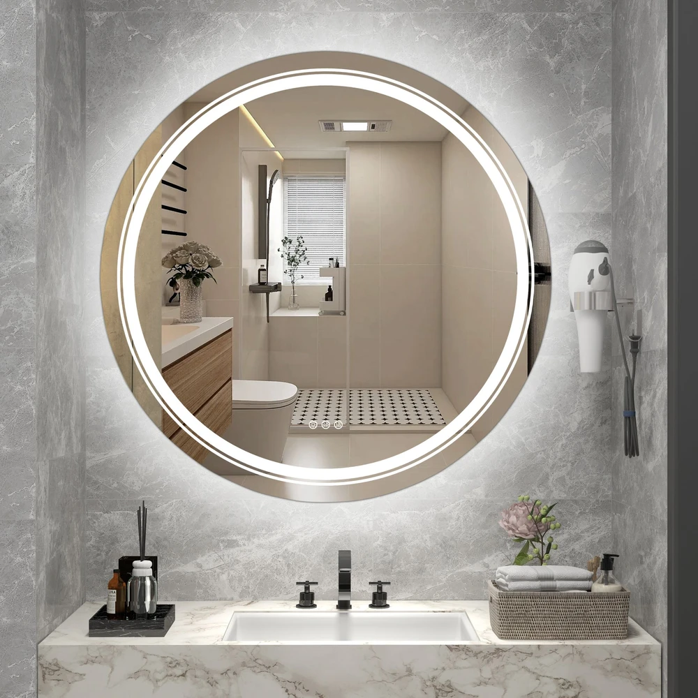 DOVER 80 bathroom wall mirror, sidabrinis