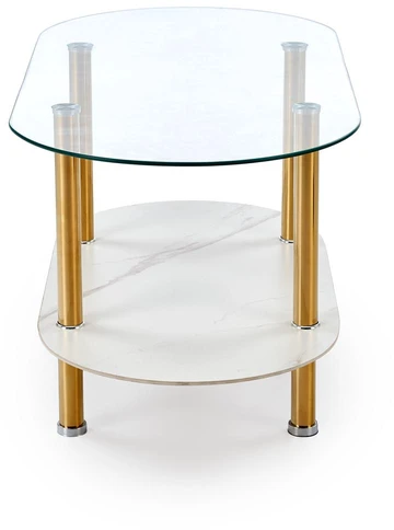 DUCAT c.table, baltas marble / transparent / auksinis