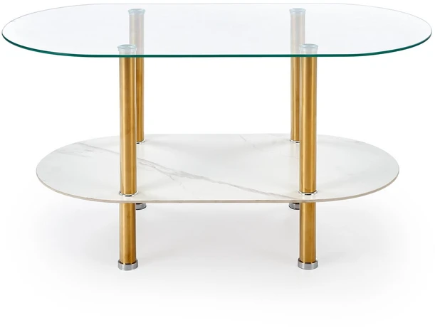 DUCAT c.table, baltas marble / transparent / auksinis