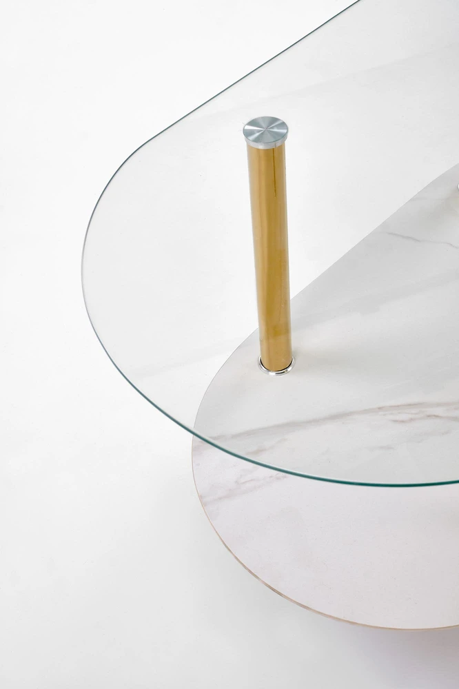 DUCAT c.table, baltas marble / transparent / auksinis