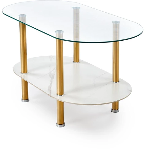 DUCAT c.table, baltas marble / transparent / auksinis