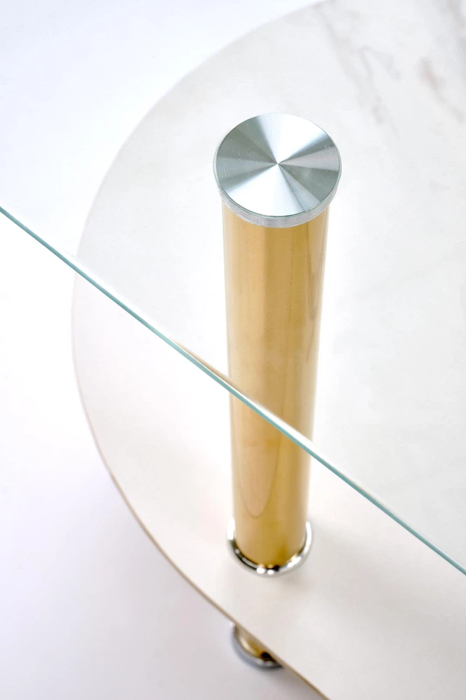 DUCAT c.table, baltas marble / transparent / auksinis