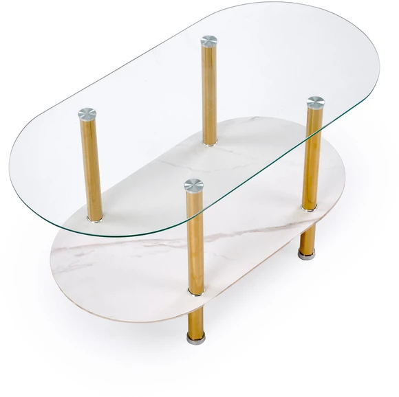 DUCAT c.table, baltas marble / transparent / auksinis