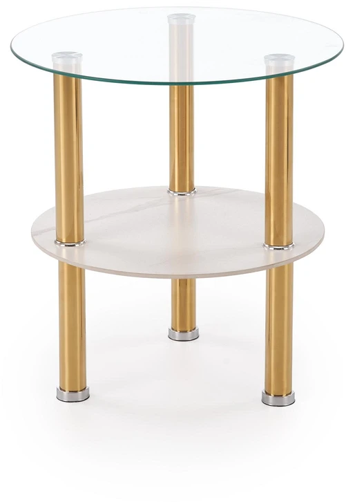 DUCAT S c.table, baltas marble / transparent / auksinis