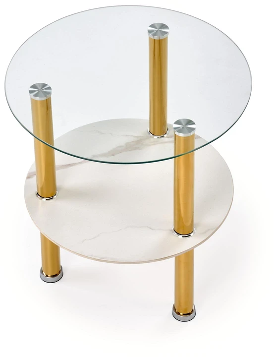 DUCAT S c.table, baltas marble / transparent / auksinis