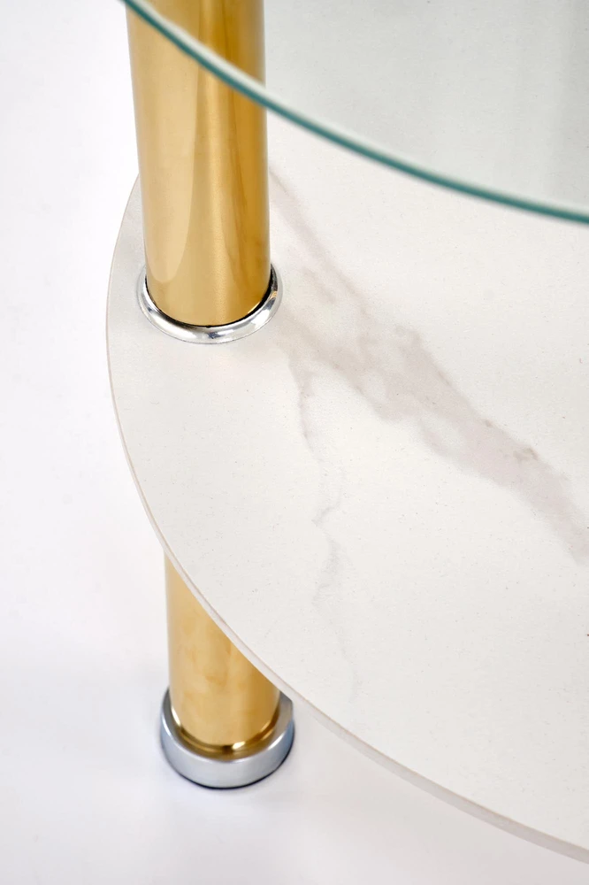 DUCAT S c.table, baltas marble / transparent / auksinis