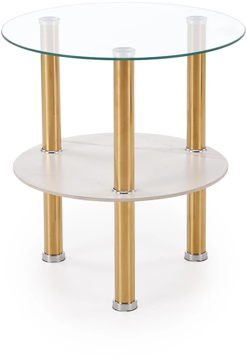DUCAT S c.table, baltas marble / transparent / auksinis