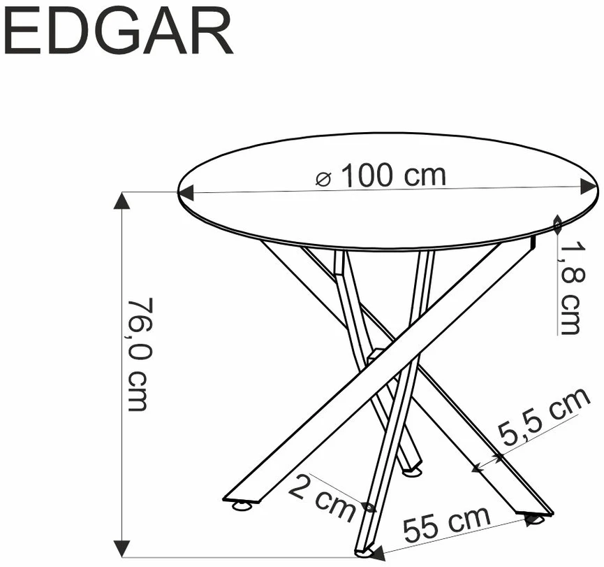 EDGAR table, top - golden oak, legs - juodas