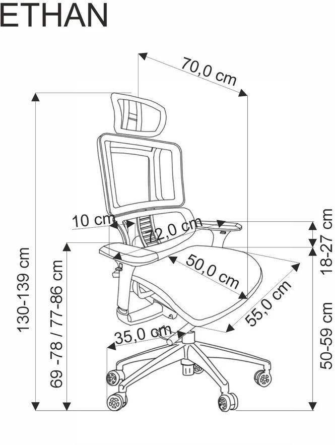 ETHAN office chair, pilkas