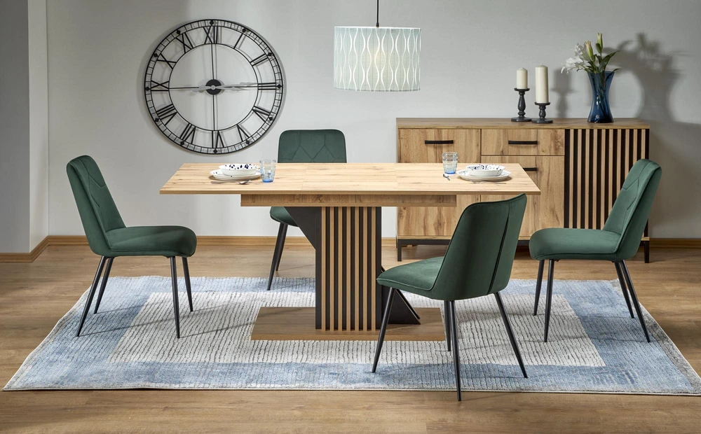 FABIANO extension table, artisan oak / juodas