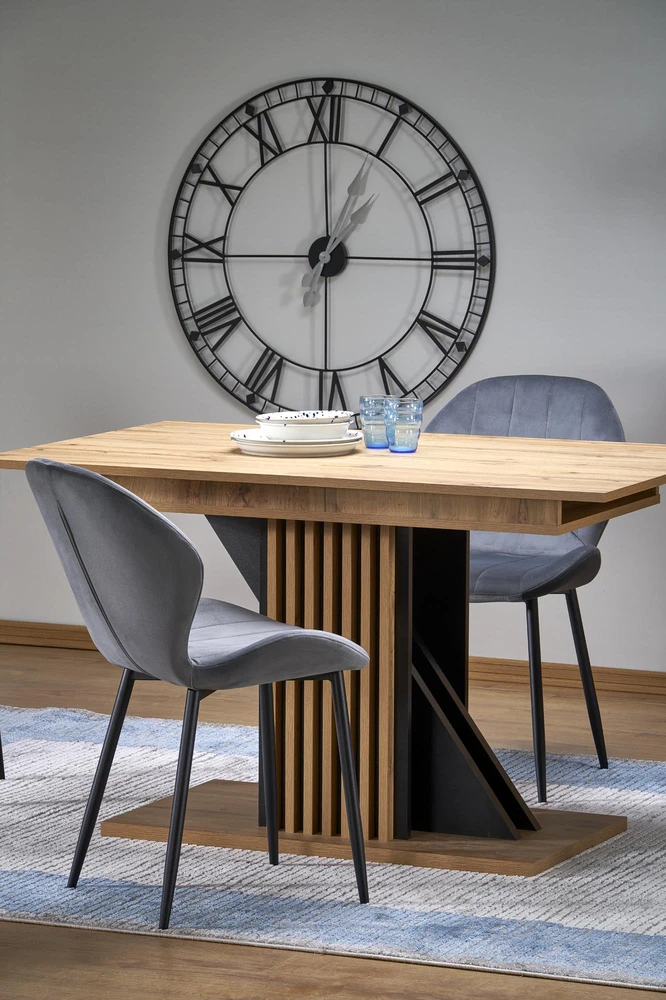 FABIANO extension table, artisan oak / juodas