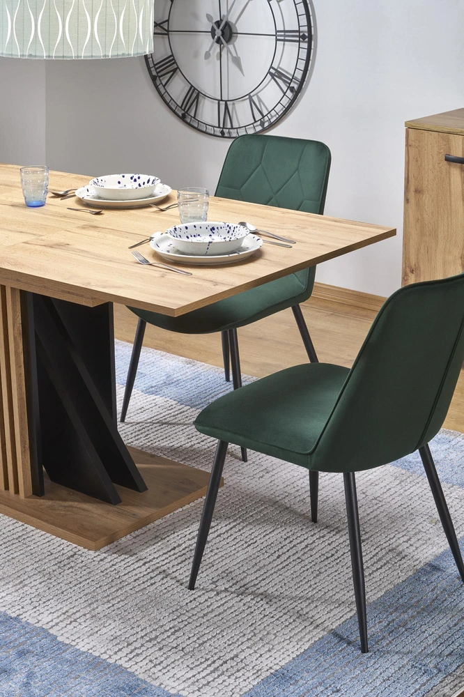 FABIANO extension table, artisan oak / juodas