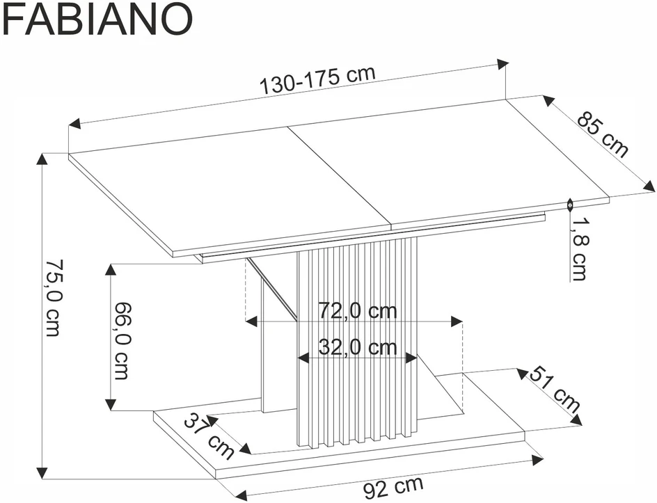 FABIANO extension table, artisan oak / juodas