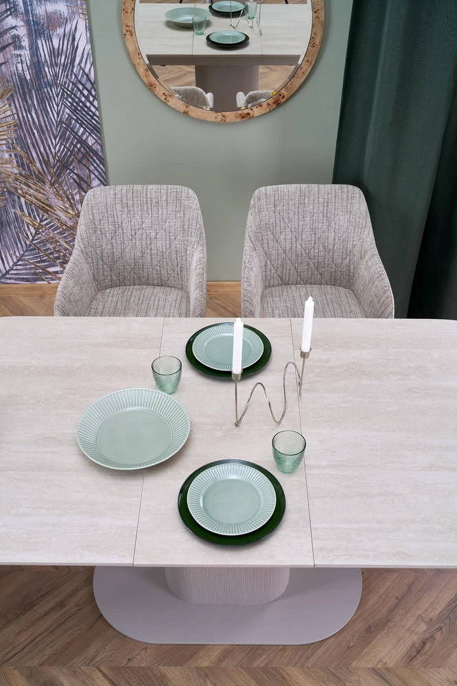 FALONE extension table, color: travertine / cashmere
