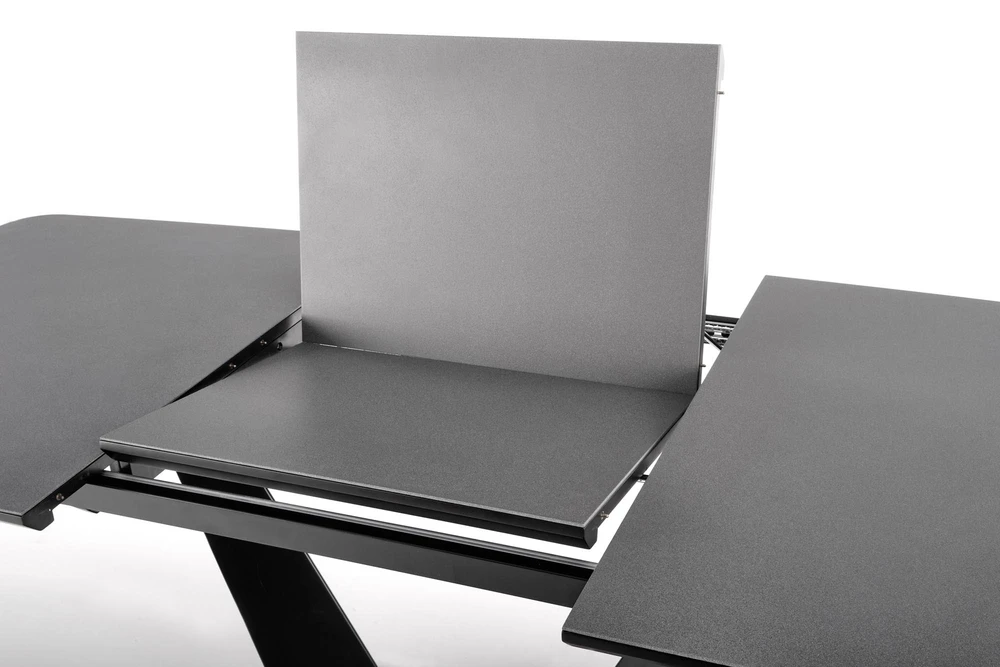 FANGOR extension table, color: top - dark pilkas, legs - juodas